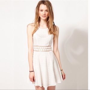 Free People Lace Very Flattering Cream Sun Dress